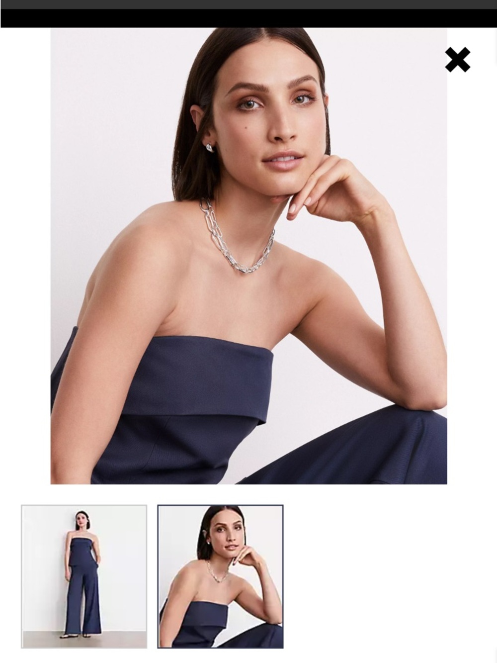 LOFT Strapless fold over in bluish grey
